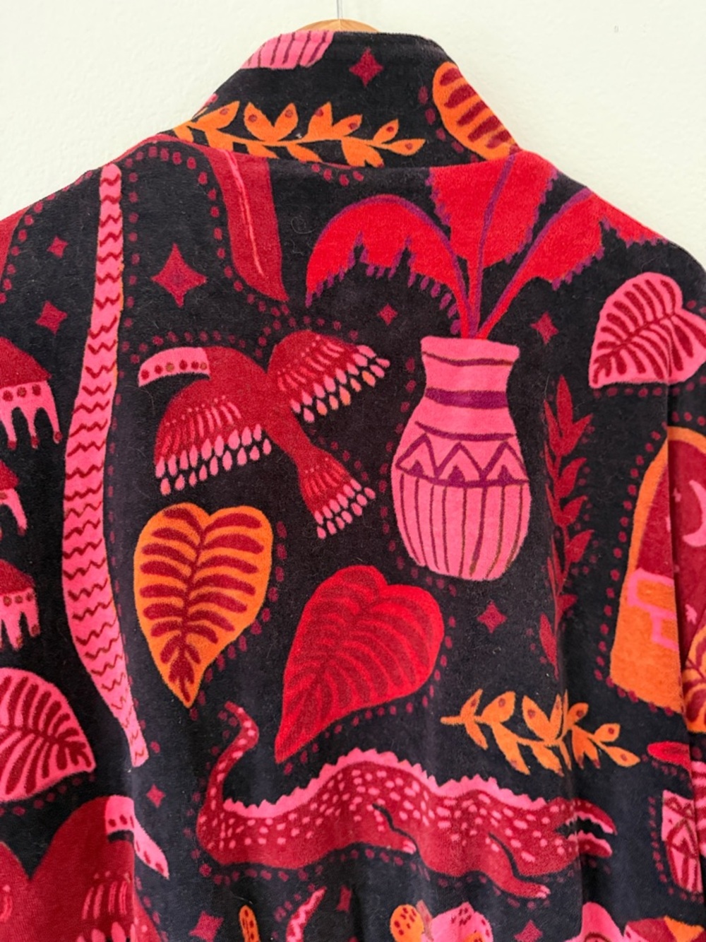 Farm Rio Black Tropical Magic Plush Velvet Bomber Jacket women's size Small - Picture 13 of 16